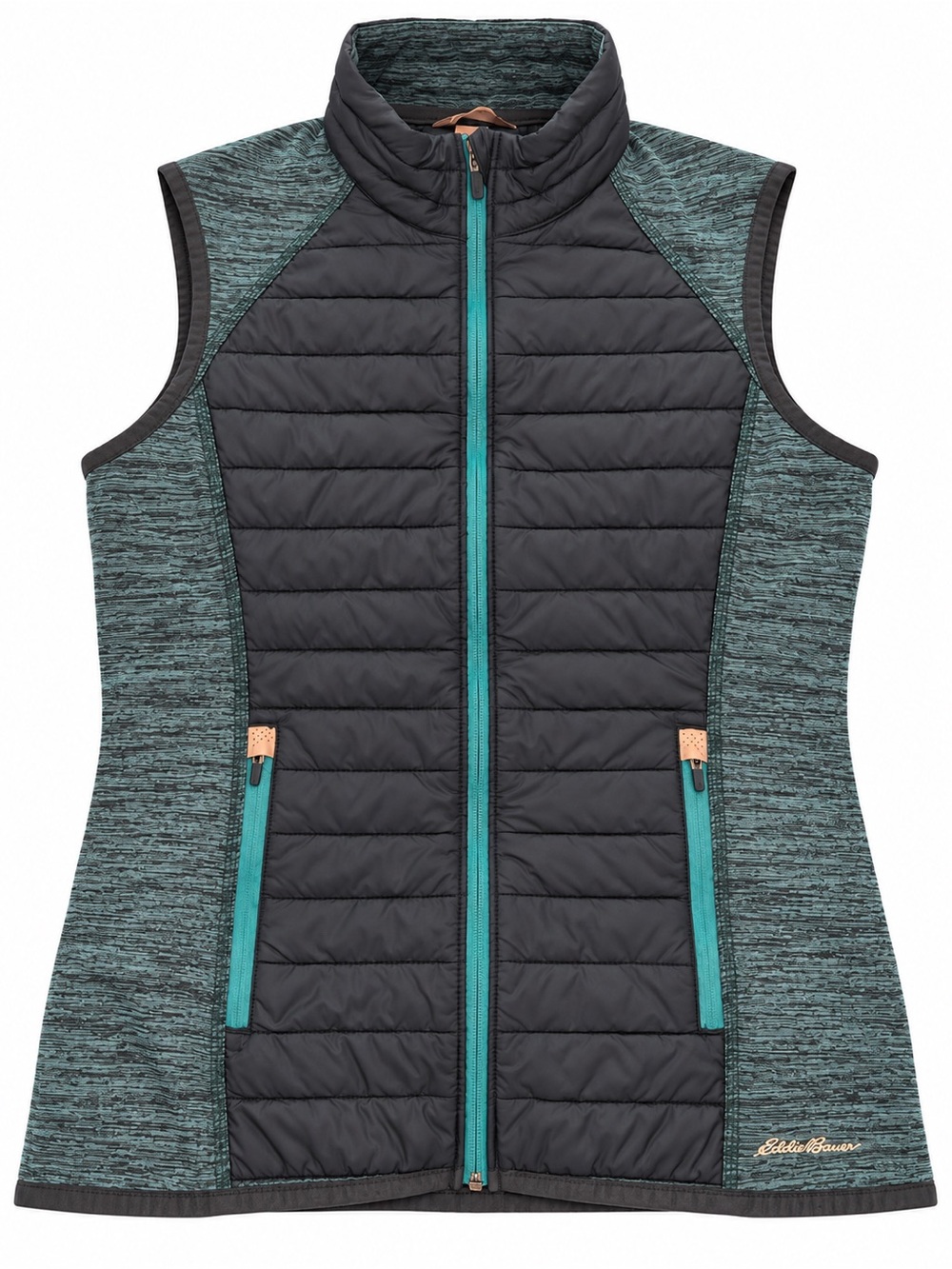 Eddie Bauer Women’s Hybrid Quilted Stretch Vest Teal Black Size M